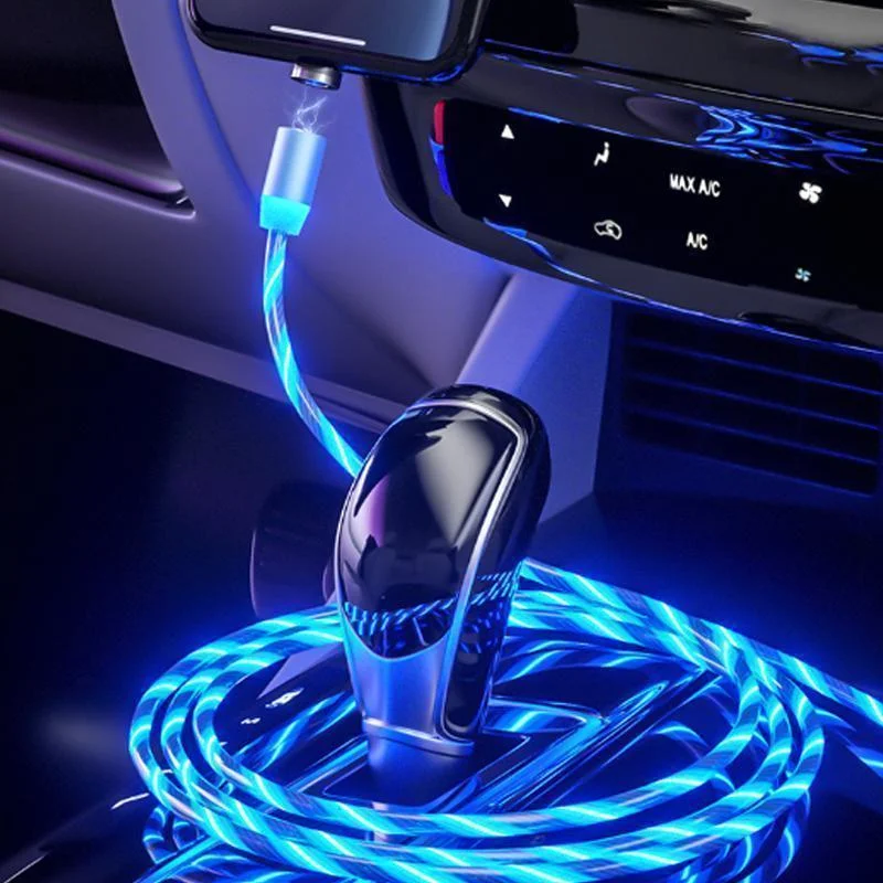 LED Flowing Light Magnetic Cable Micro USB Type C Luminous Lighting Mobile Phone Cord Charger Wire For Iphone Xiaomi Samaung | Инструменты