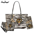 Новая модная женская сумка-тоут С Рисунком Тигра и зебры, 3 шт.компл.
