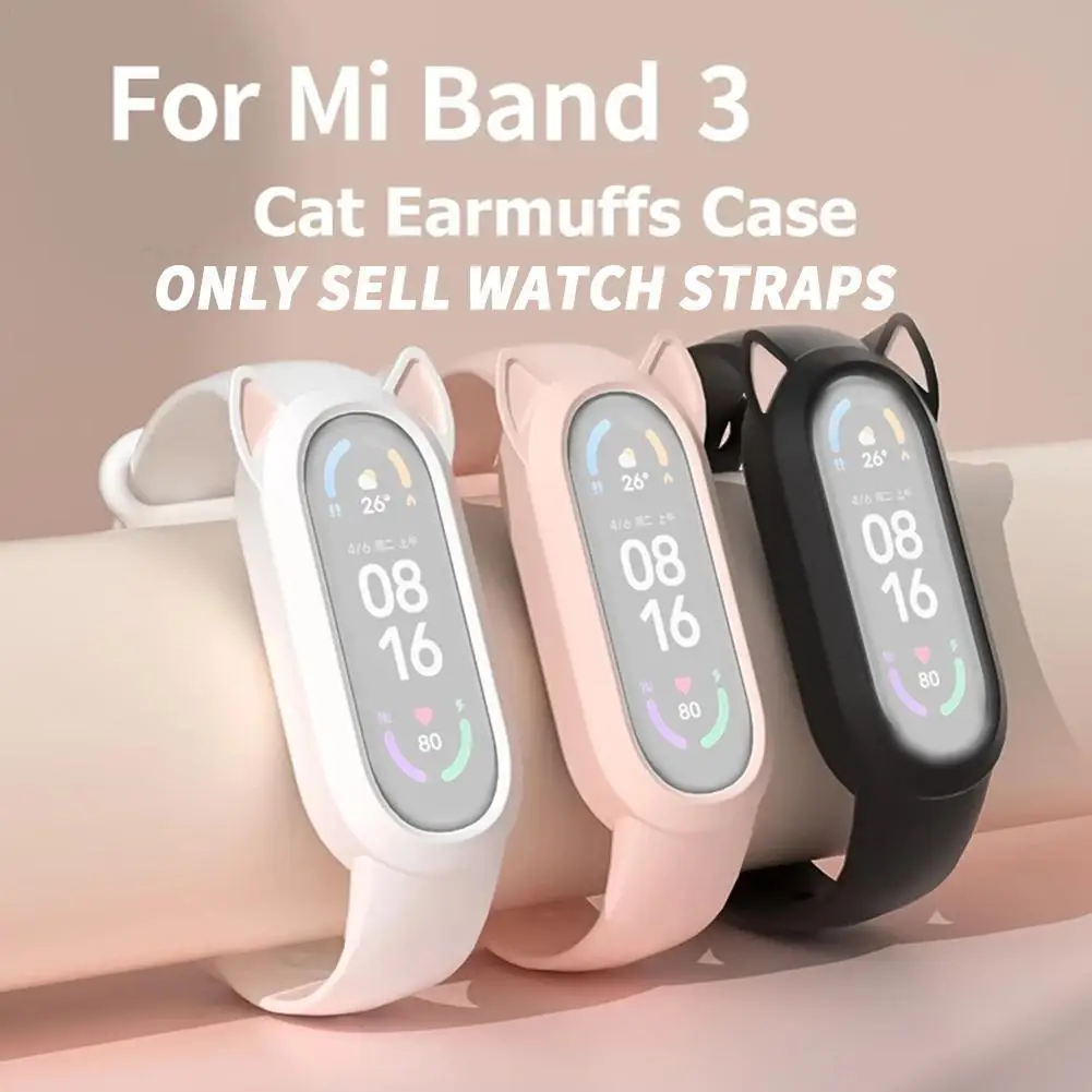 

Cute Strap For Xiaomi Mi Band 6 5 4 3 Cartoon Cat Ear Case Silicone Band Replacement Belt for MiBand6 Miband5 Miband4 Wristband