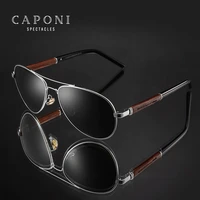 caponi pilot sunglasses polarized uv400 high quality wooden frame sun glasses for men luxury brand driving eyewear shades cp409