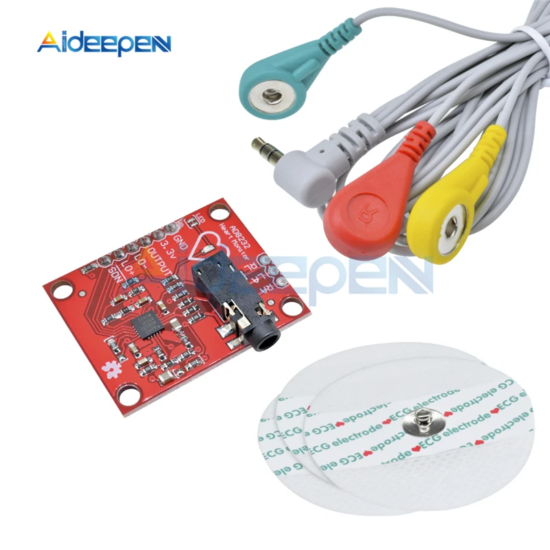 1 компл. AD8232 измерение показателей ЭКГ Pulse Heart ECG модуль датчика мониторинга для
