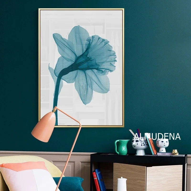 Цветочный плакат синие цветочные плакаты и принты настенные художественные