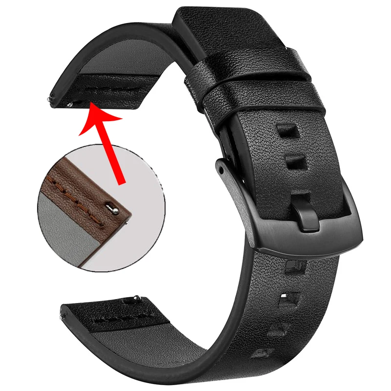 Ремешок из натуральной кожи 20 мм для смарт часов Garmin Forerunner 245 245M 645 Vivoactive 3