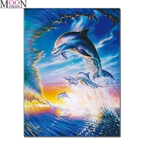 5d diy diamond painting dolphin in blue sea embroidery cross stitch mosaic full square round drill rhinestones home decor needle