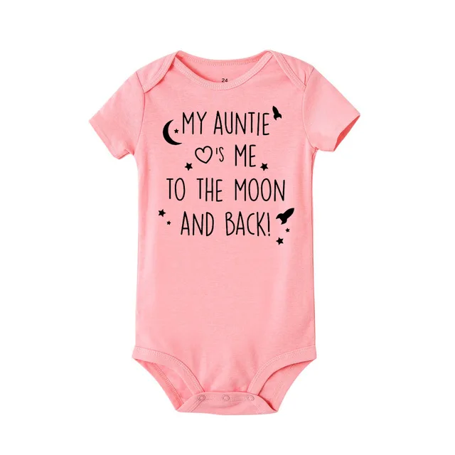 Baby Boys Girls My Aunt Love Me to the Moon and Back New Sweet Romper Letter Print Short Sleeve Clothes Outfit Onesie | Мать и ребенок