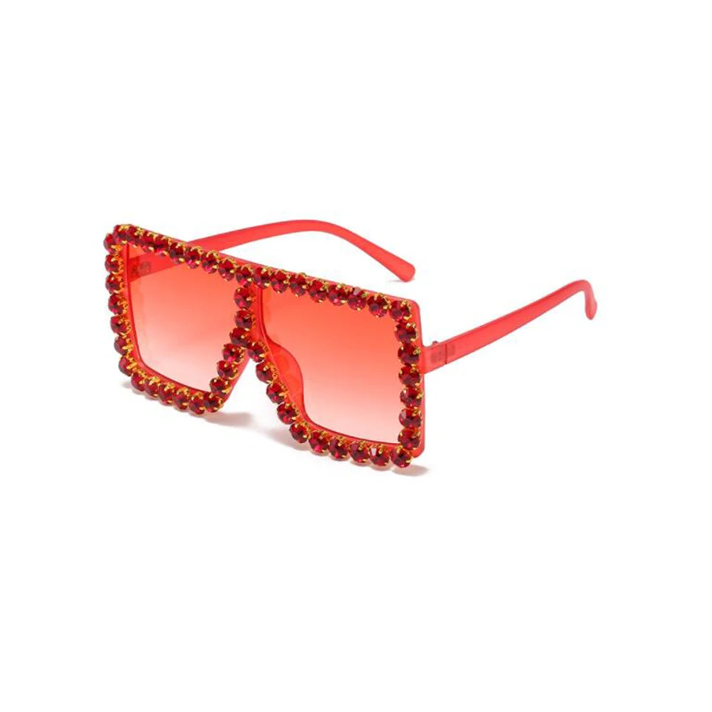 

Women's Crystal Glasses 2021 Trends Pilot Rectangle Rhinestone Eyewear Men Luxury Fashion Shade UV400 Black Pink