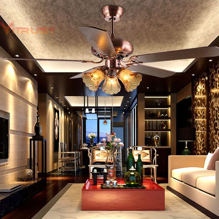 Винтажный деревянный потолочный вентилятор светильник с дистанционным