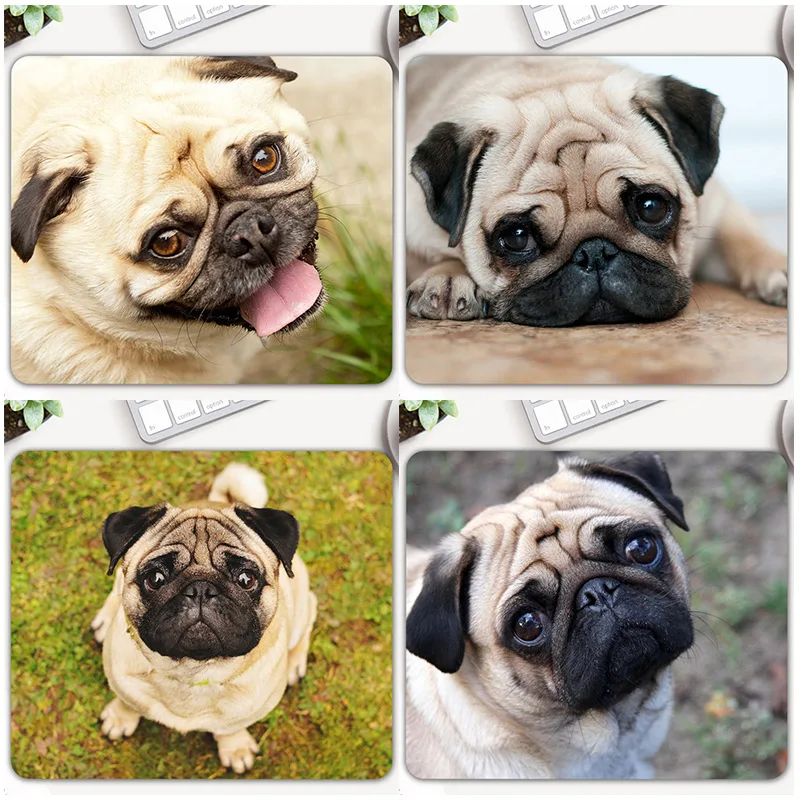 Настольный игровой коврик для мыши с клавиатурой и изображением собаки мопса