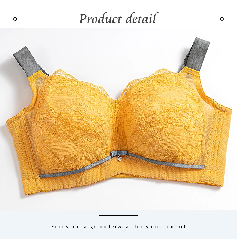 Women Full Coverage wire free Non-Foam Plus Size Floral Lace Bra 34 36 38 40 42 44 46 C D E F G H I J