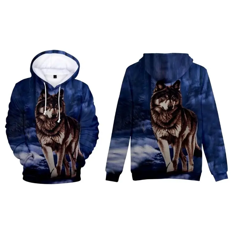 

Толстовка мужская и женская с 3D-принтом, модная уличная одежда в стиле хип-хоп, свитшот с капюшоном, с объемным рисунком животного, волка, на ...