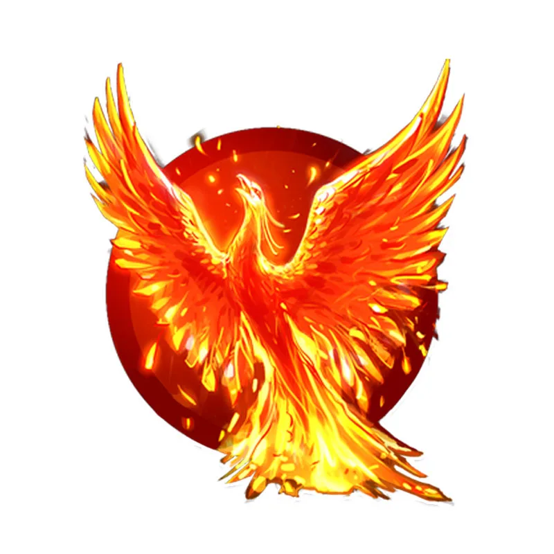 

Fashion Unique Flame Phoenix Burning Flying Wings Decor Car Sticker PVC Colored Personalized Sunscreen Waterproof 12.3*14.1cm