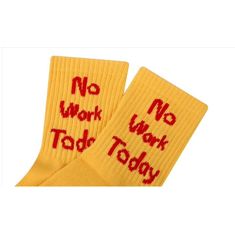 Модные желтые носки в стиле хип хоп с надписью уличные Харадзюку забавные