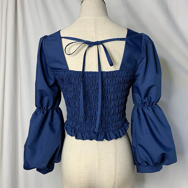 

Women Crop Tops Set with Pencil Skirts Lady Sexy Elegant Women Dot Skirts Sets Femme Women Lantern Sleeve Short Tops Sets