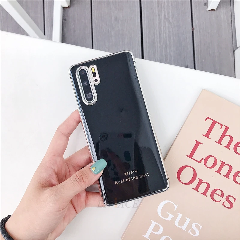 black Роскошный мягкий чехол из ТПУ с покрытием для huawei p30 pro p20 lite mate 20 30 honor 9 10 lite 8x p smart y9 nova 3 3i силиконовый чехол - Цвет: black
