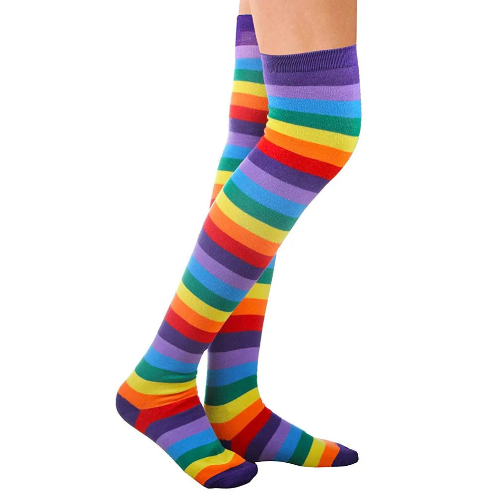 Носки С Разноцветными полосками носки для женщин высокие зимние теплые чулки
