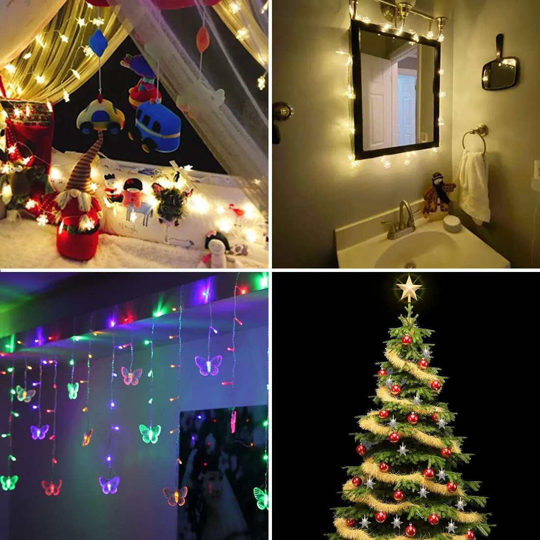 

LED Decoration Lights 50/60/70cm Butterfly/Snowflake Lights Christmas Lights 8 Flashing Modes,Waterproof Light for Window/Garden
