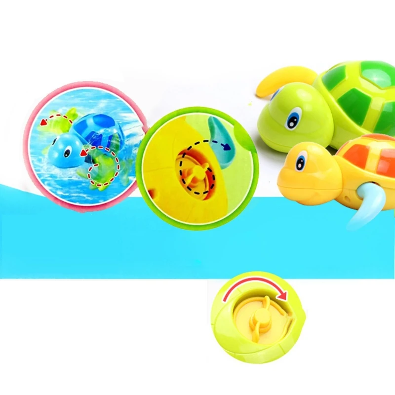 

T5EC Cute Cartoon Toddler Bath Toys Wind-Up Turtle Bathroom Baby Clockwork Animal