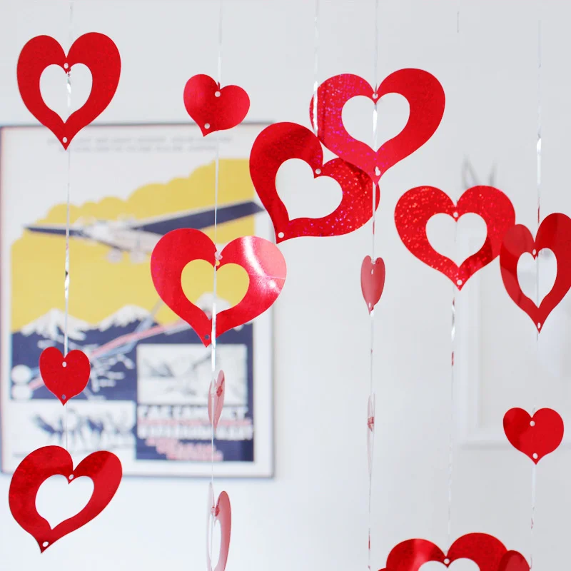 100pcs Laser Sequin Heart Rain Tinsel Balloon Pendant Valentines Day Romantic Wedding Party Decoration Mariage Home Decor - купить по