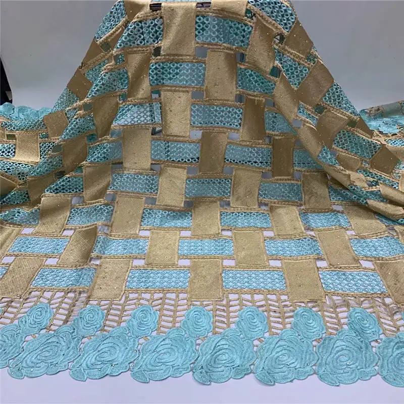 

2020 Высокое качество Африканский шнур гипюр Ткань 5 ярдов вышитый бисером нигерийский тюль кружева ткань для свадебного платья! ZQFO10233