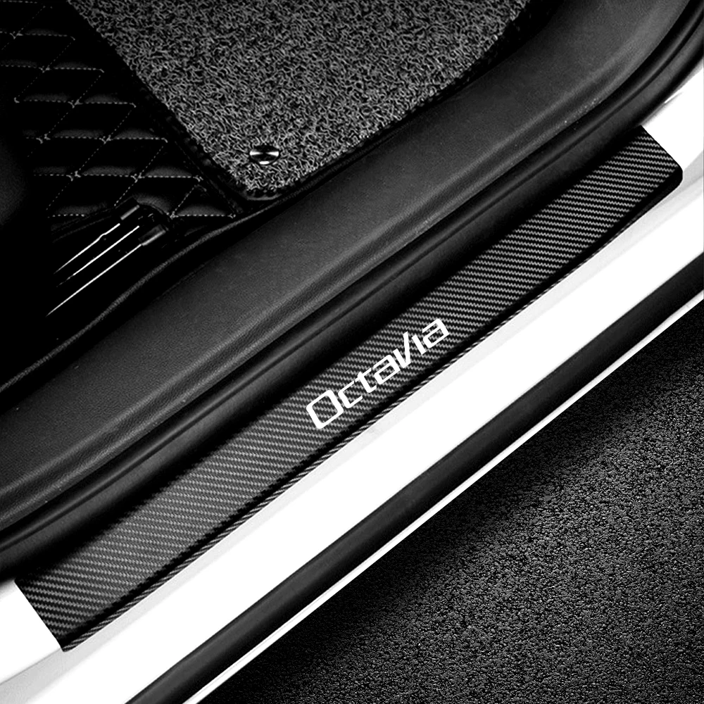 Skoda Octavia A5 A7 Fabia Superb Rapid Kodiaq Kamiq Accessories - Car-Styling 4D Carbon Fiber Vinyl Door Threshold Stickers image 6