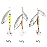1 pcs metal sliver rotating sequins spoon lure 7g10g spinner fishing hard bait with feather treble hook fishing accessories