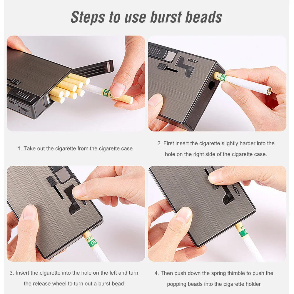 

Upgrade DIY Smoking Cigarette Explosion Beads Pusher Pop-up Smoke Push-ball Box Smoke ice Beads Accessory Tools with Lighter