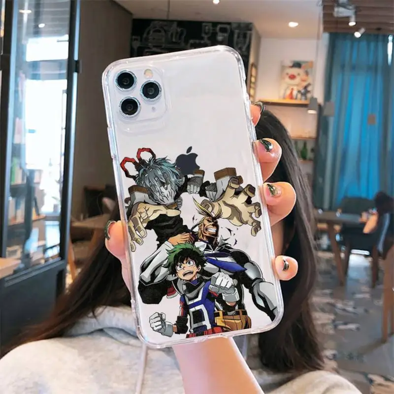 

anime cute Hero Academia Phone Case Transparent for iPhone 6 7 8 11 12 s mini pro X XS XR MAX Plus se cover funda shell