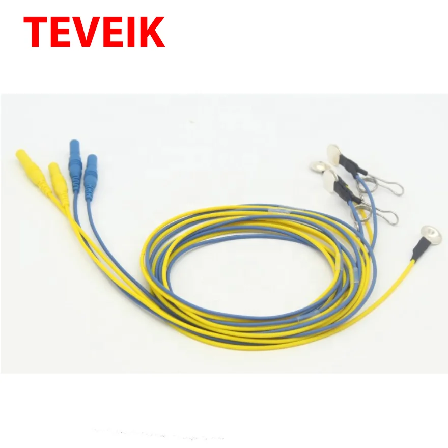 

5PCS/set Pure Silver Ear-Clip(3pcs) and Cup(2pcs) Electrode EEG Cable, DIN1.5 Socket eeg cables electrodes