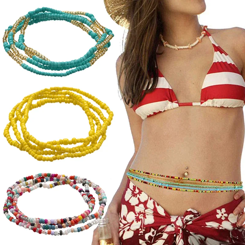 Богемные бусины талия на живот цепочка для тела женское сексуальное бикини