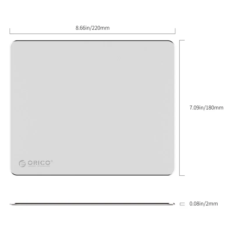Sliver 220x180x2 mm ORICO Алюминий Мышь игровой коврик с 1,5 мм Алюминий 0,5 мм Резина компьютер Мышь площадку для Офис Бизнес(AMP2218 - Цвет: Sliver 220x180x2 mm