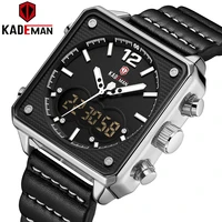 kademan men watches sport top luxury square led digital business military male wrist casual leather clock relogio masculino