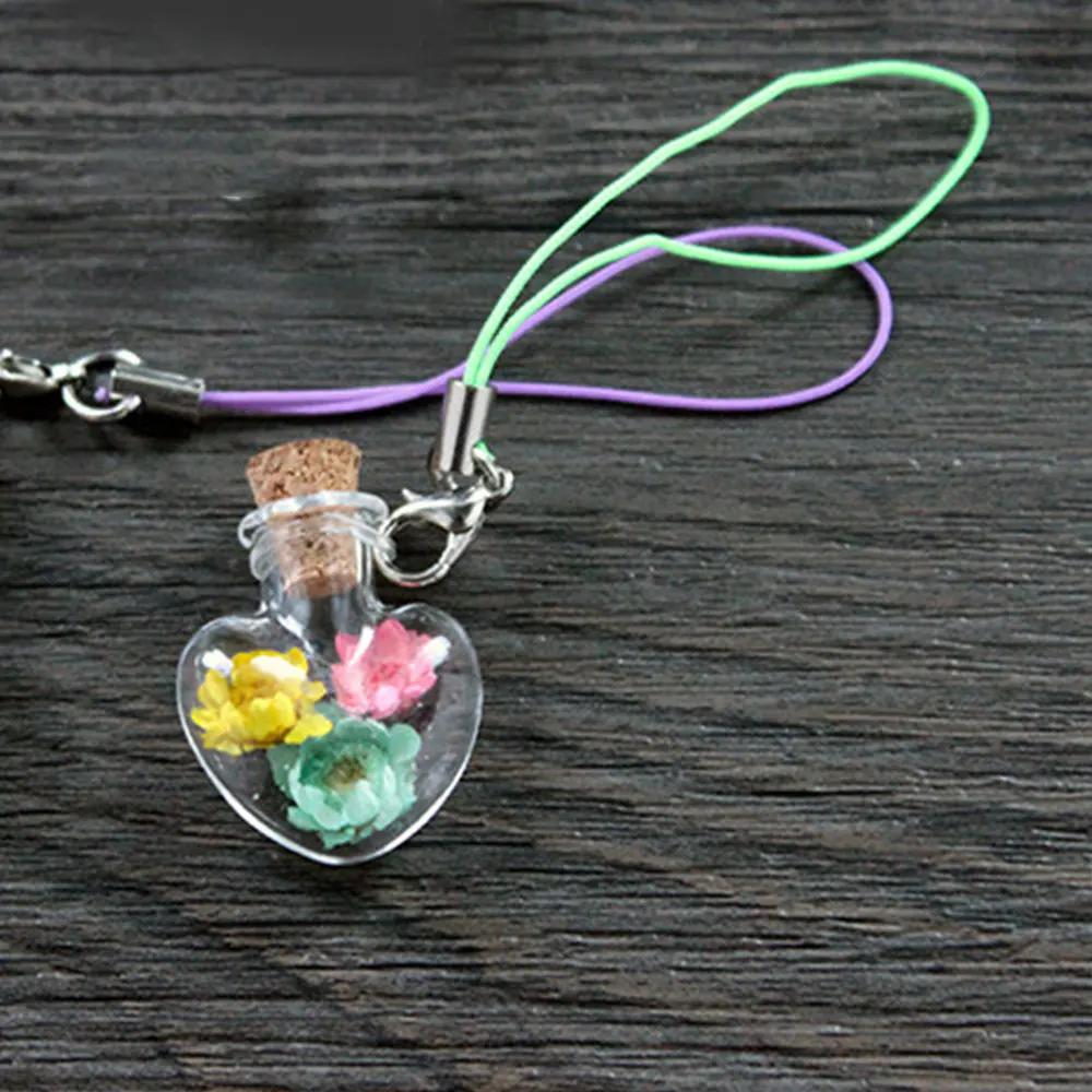 10 штук миниатюрных стеклянных бутылочек на ключе-цепочке с крышкой-пробкой для желаний, прозрачные. Искусство в виде подарка.