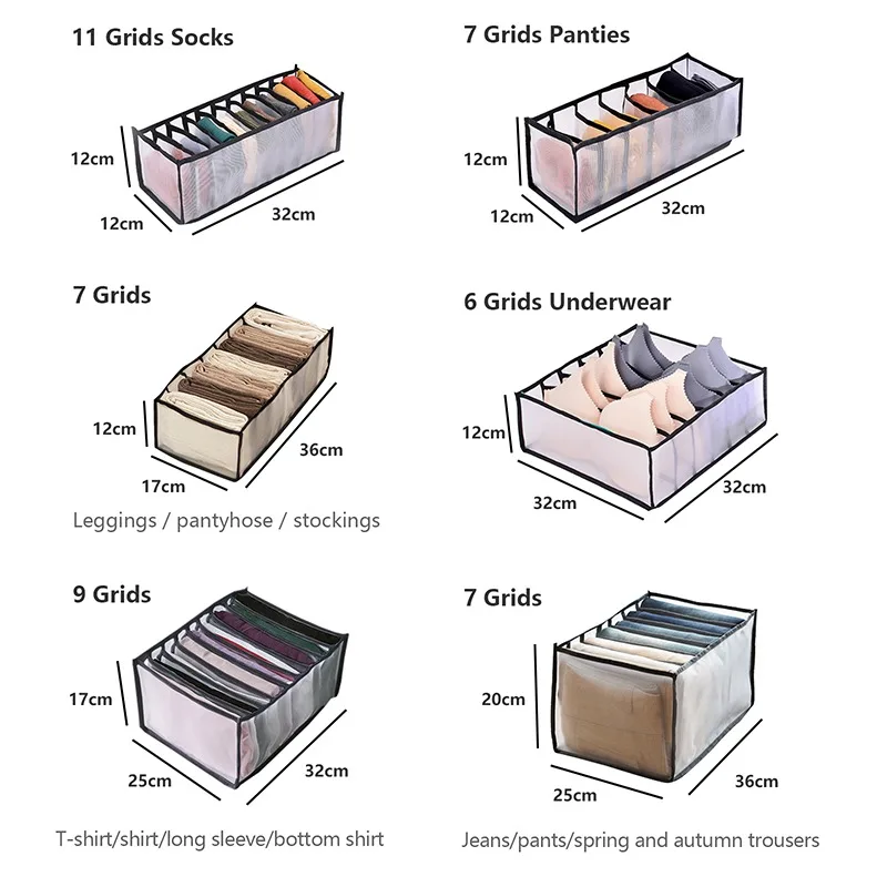 

Jeans Storage Organizer Box with Compartment Closet Clothes Organizer Box for Pants Drawer Divider Washable Underpants Organizer