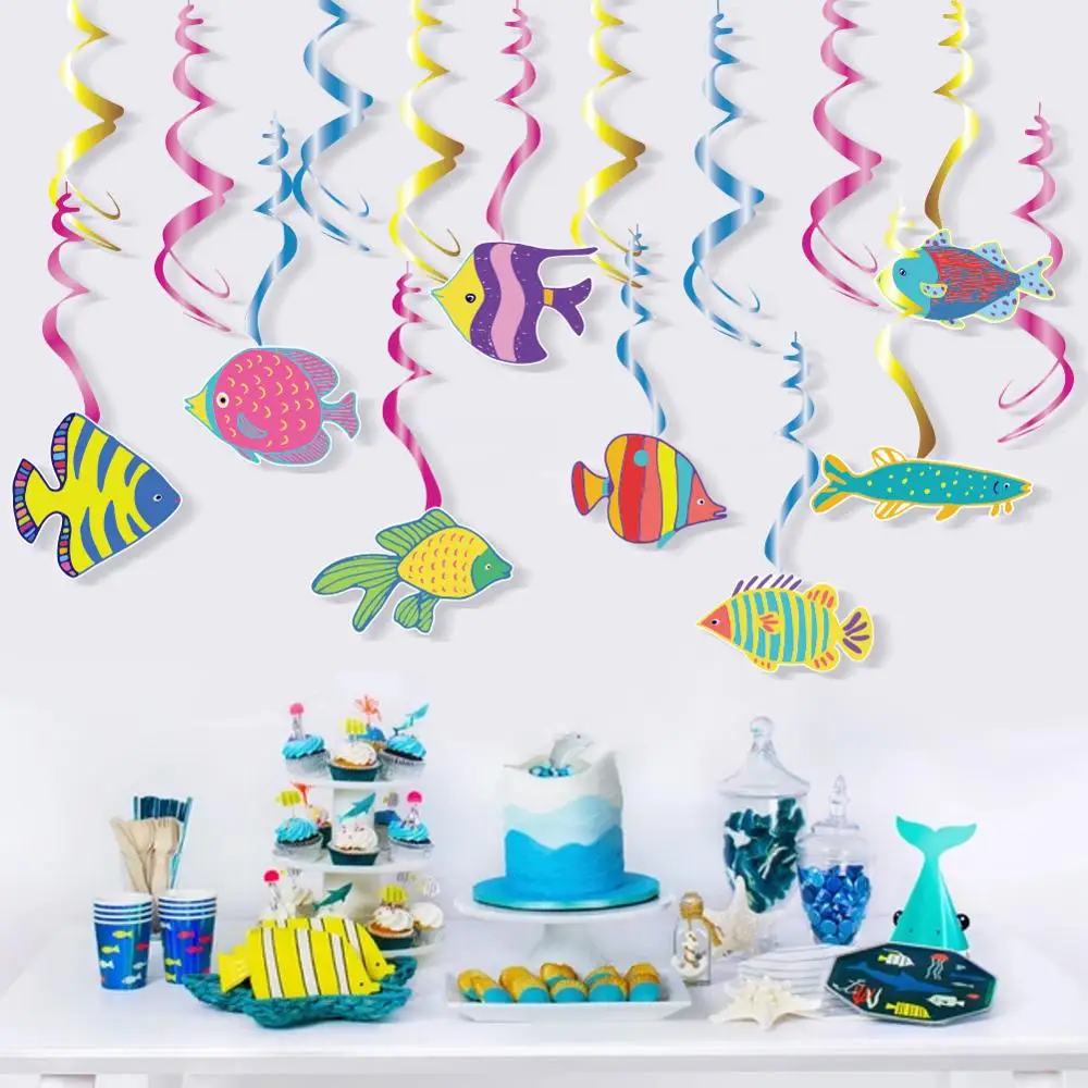 

30pcs Tropical Fish Hanging Swirls Decor Honeycomb Under The Sea Mermaid Birthday Party Decoration Baby Shower Party Supplies