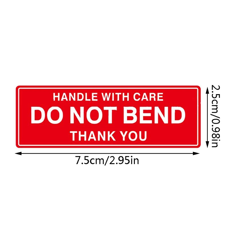 

150pcs/roll Red Warning Sticker Fragile Handle With Care DO NOT BEND 2.5x7.5cm Transport Packaging Remind Labels