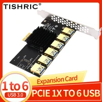 tishric pcie 1x to 6 ports usb hub pci express multiplier pcie splitter pci e riser card usb expansion card for btc mining