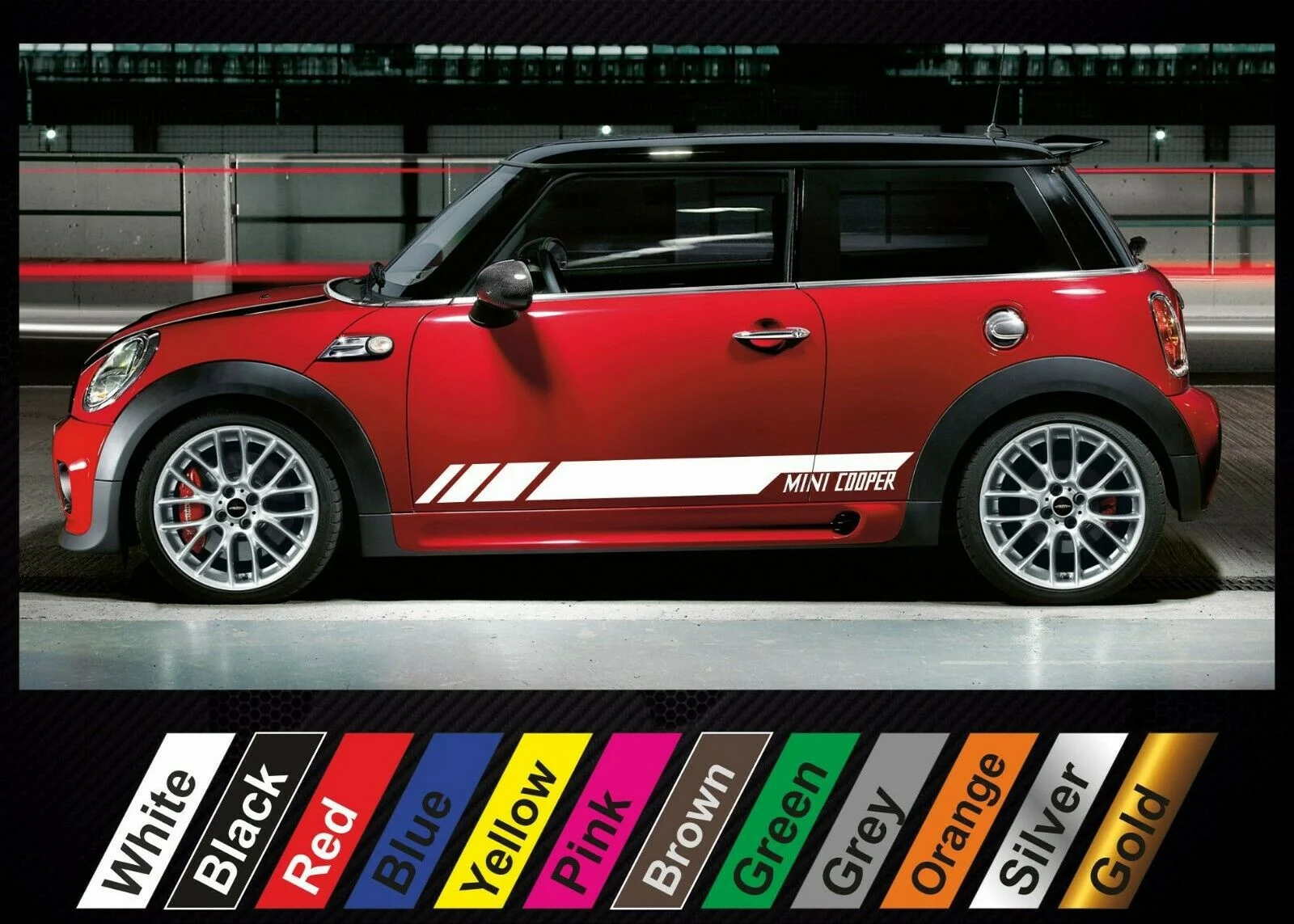 

For x2 stickers Mini Cooper graphics side stripe decal sticker #12