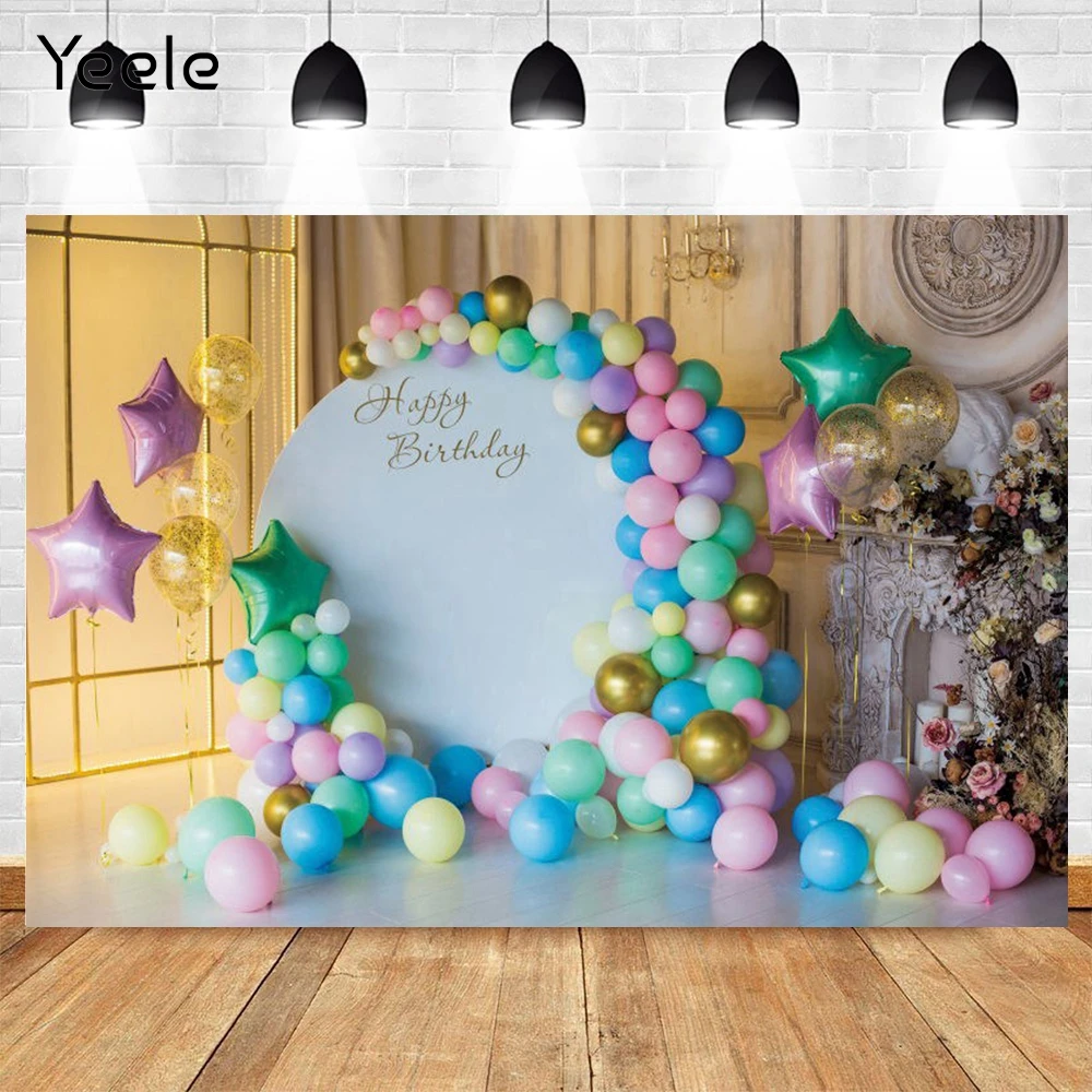 

Yeele Baby Room Interior Colorful Balloon Window Floor Birthday Backdrop Vinyl Photography Background For Photo Photophone Props