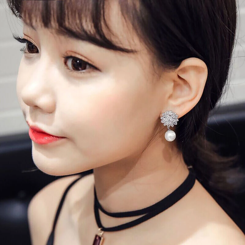 Женские серьги подвески из серебра 2019 пробы с кристаллами|Серьги-подвески| |