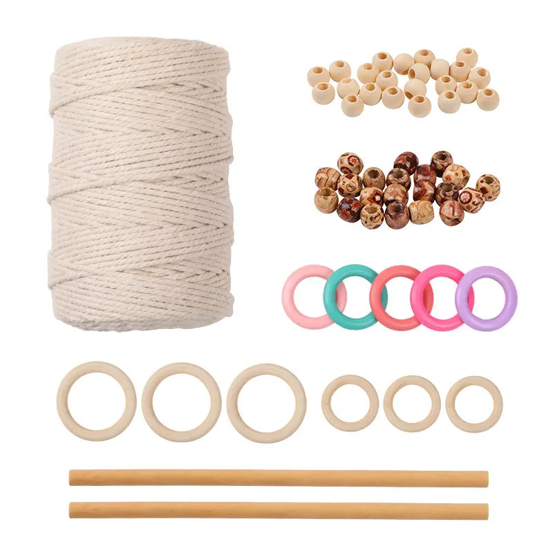 Бусины из натурального дерева деревянные палочки хлопковые нитки бусины с