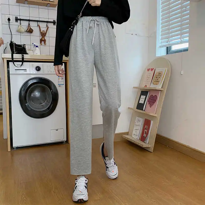 Новинка весна лето 2021 серые спортивные брюки женские тонкие маленькие прямые