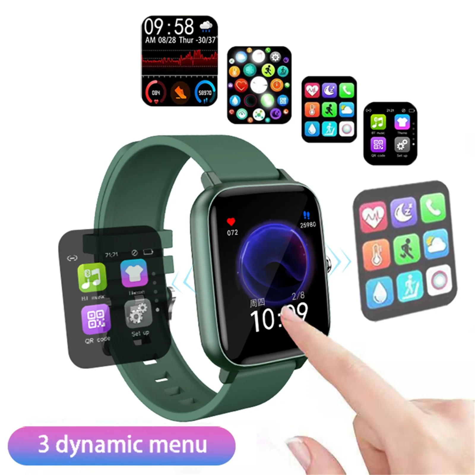 

P6 Sports Men's and Women's Multifunctional Watch Fitness Heart Rate Bluetooth Calling Watch Touch Screen IP67 Selected SM