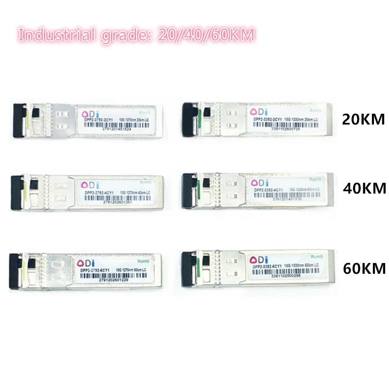 SFP 10G LC 20/40/60KM 1270nm/1330nm  Optical Module SFP Transceiver Industrial grade -40-85 compatible with Mikrotik Cisco