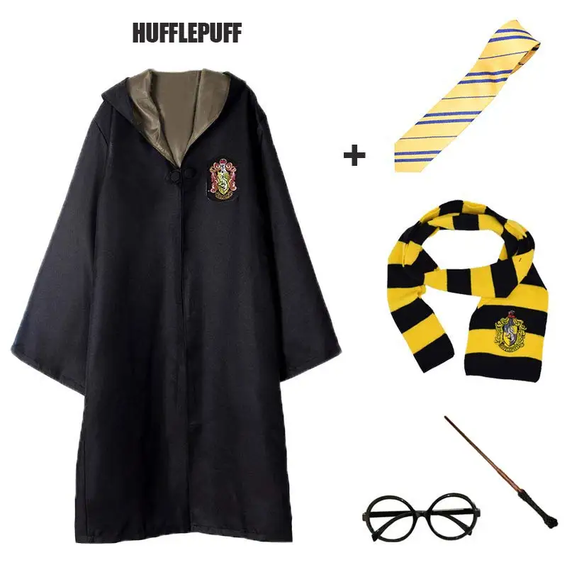 9 Robe Cape Cloak With Tie Scarf Wand Potter Glasses Ravenclaw Gryffindor Hufflepuff Slytherin Costume Adult Potter Cosplay - Цвет: 9