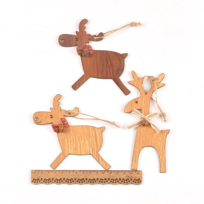 Милые деревянные рождественские украшения с оленями подвесные Подвески для елки