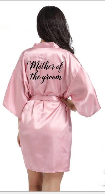 mother groom Дешевая атласная Халат для женщин кимоно для невесты robe Короткие Свадебные вечерние свадебный подарок подружки невесты темно-розовый кимоно халаты - Цвет: mother groom