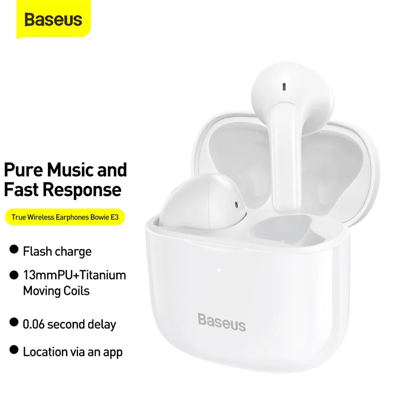 Baseus E3 настоящие беспроводные наушники TWS Bluetooth с микрофоном HD стереонаушники для