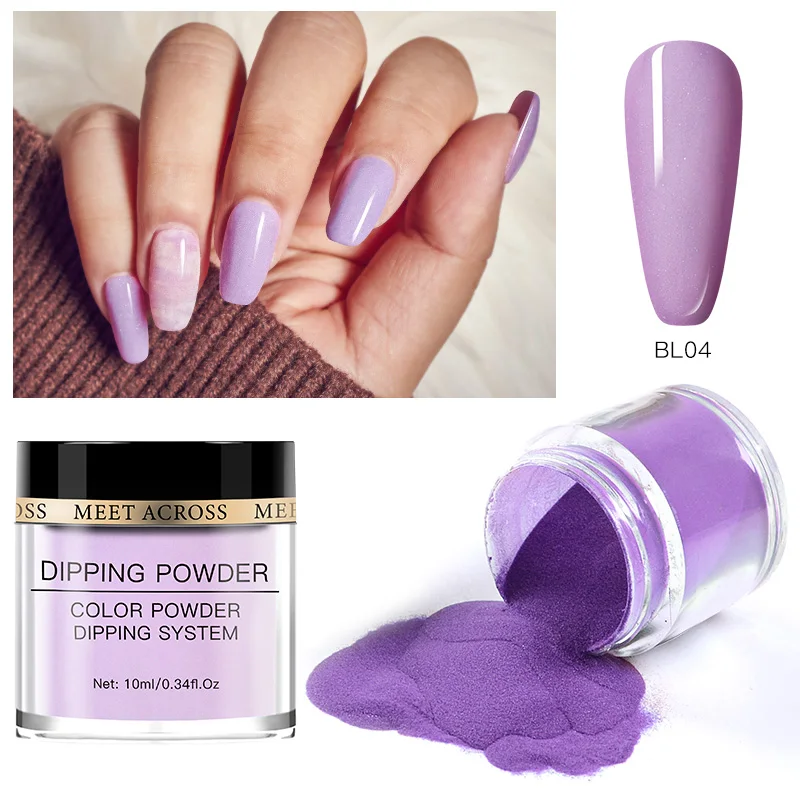 MEET ACROSS 10 мл пудра для ногтей чистый цвет естественный сухой яркий блестящий