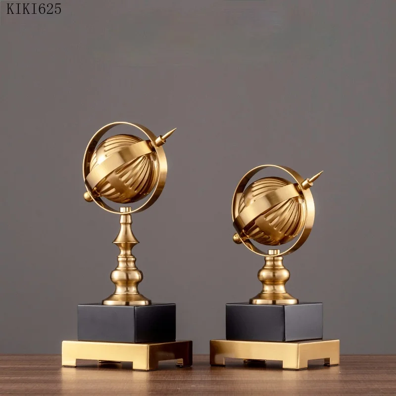 

American Rotating Metal Globe Crafts Office Living Room Decoration Irregular Round Golden Globe Gift TV Cabinet Home Decoration