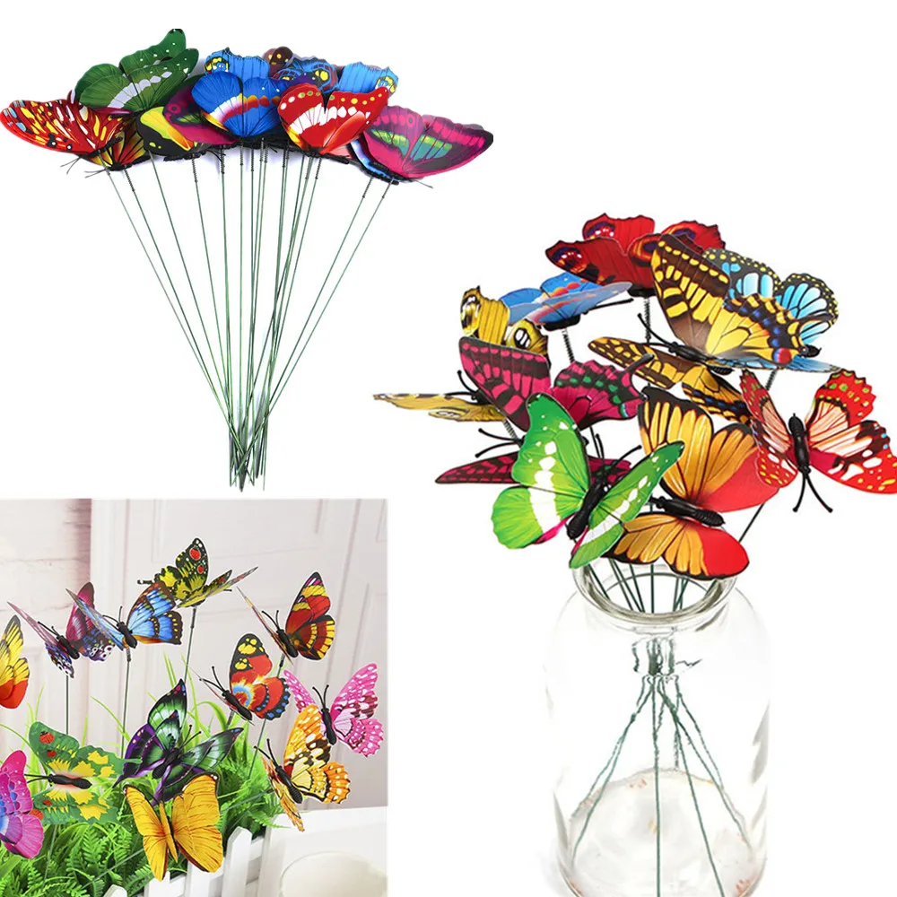 10 шт. горшок бабочек садовый красочные причудливые колья бабочки уличный декор
